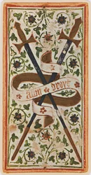 Die Zwei der Schwerter, Faksimile einer Tarotkarte aus dem 